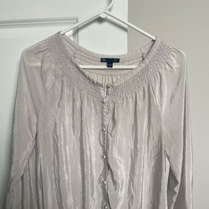 Gap silver/gray metallic long sleeved blouse